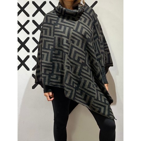 Poncho GEOMETRIC kaki